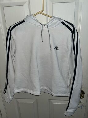 Women’s Adidas cropped white pullover Hoodie